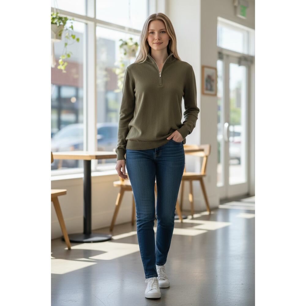 HAVEN Well Within 1/4 Zip Brown Long Sleeve Size M Estimated